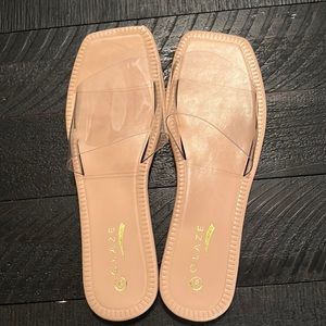 Slide on clear/nude sandals size 9